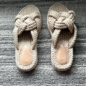 H&M Women's Rope Knot Slide Flat Platform Sandals
